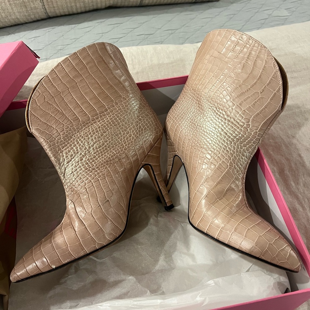 Paris Texas Croc Heeled Booties
